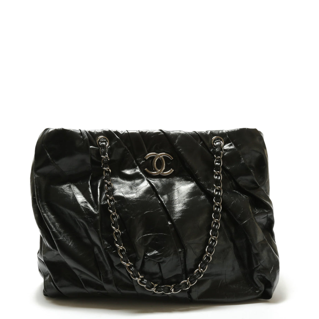CHANEL Twisted Tote Glazed Calfskin Black