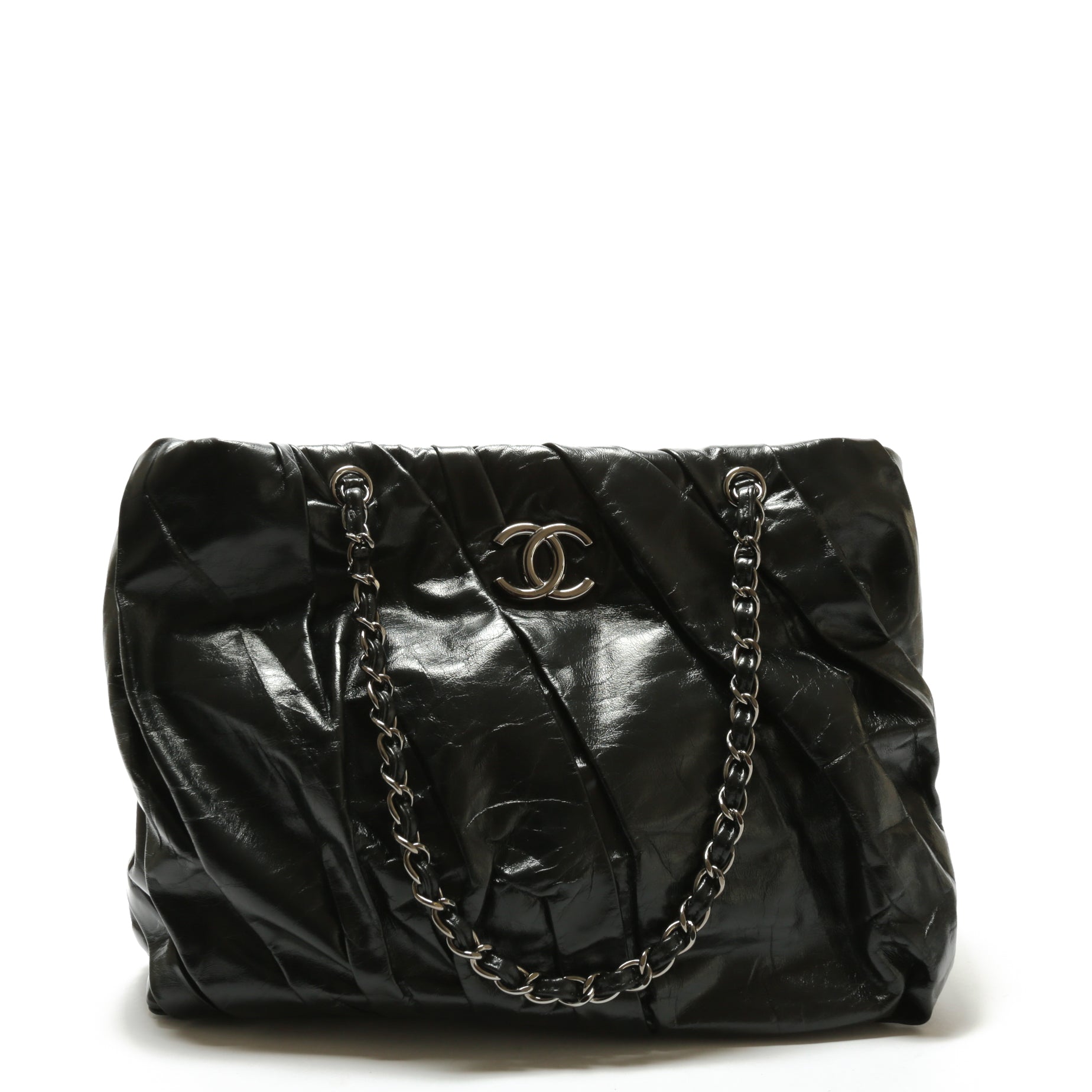 CHANEL Twisted Tote Glazed Calfskin Black