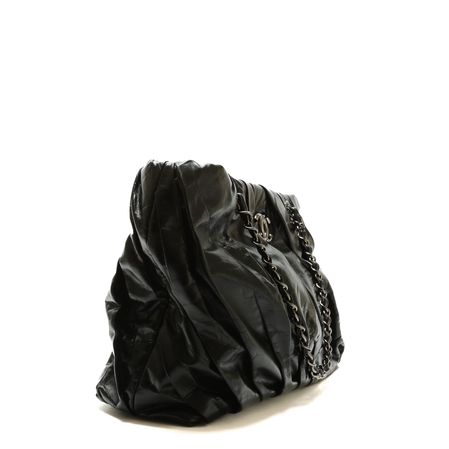 CHANEL Twisted Tote Glazed Calfskin Black