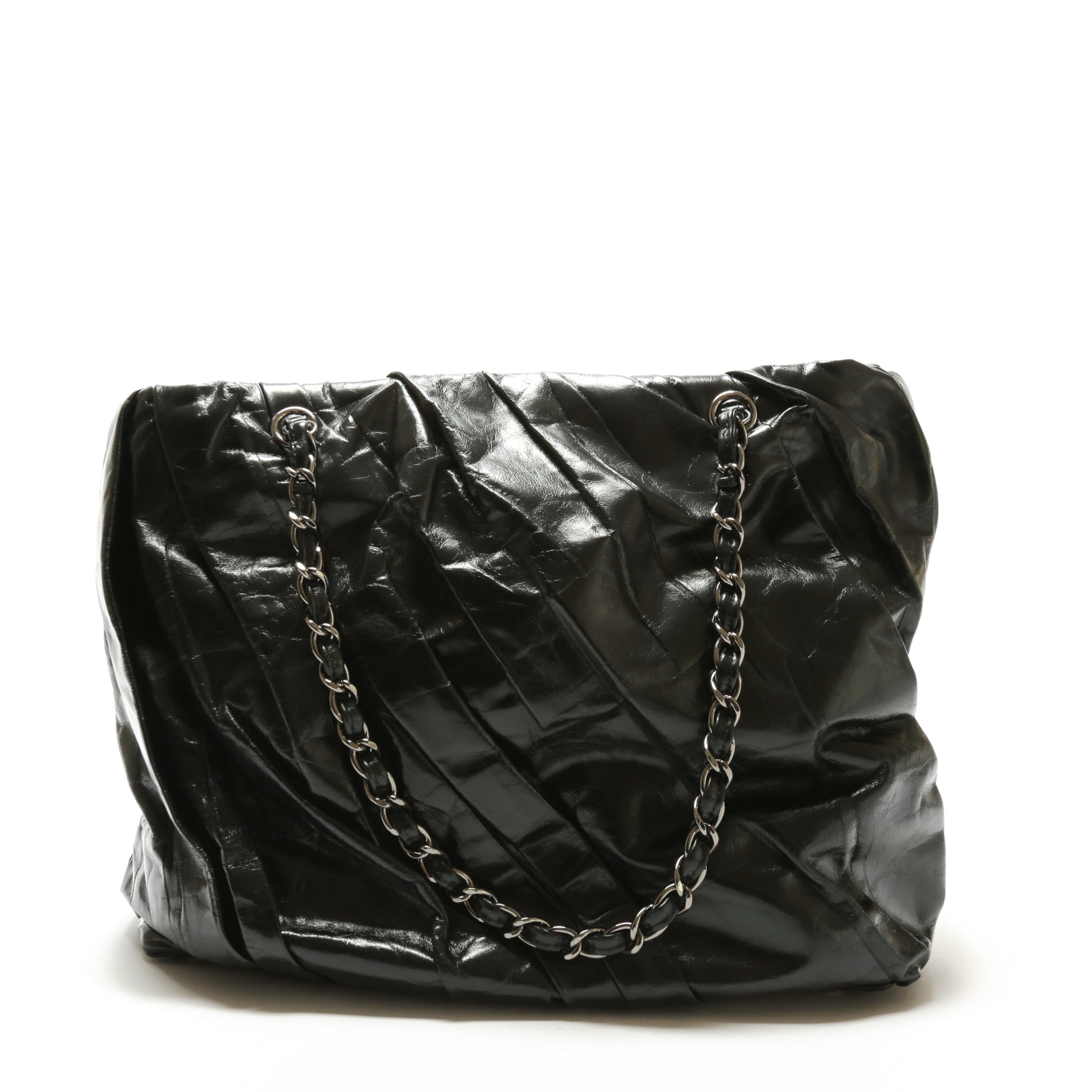 CHANEL Twisted Tote Glazed Calfskin Black