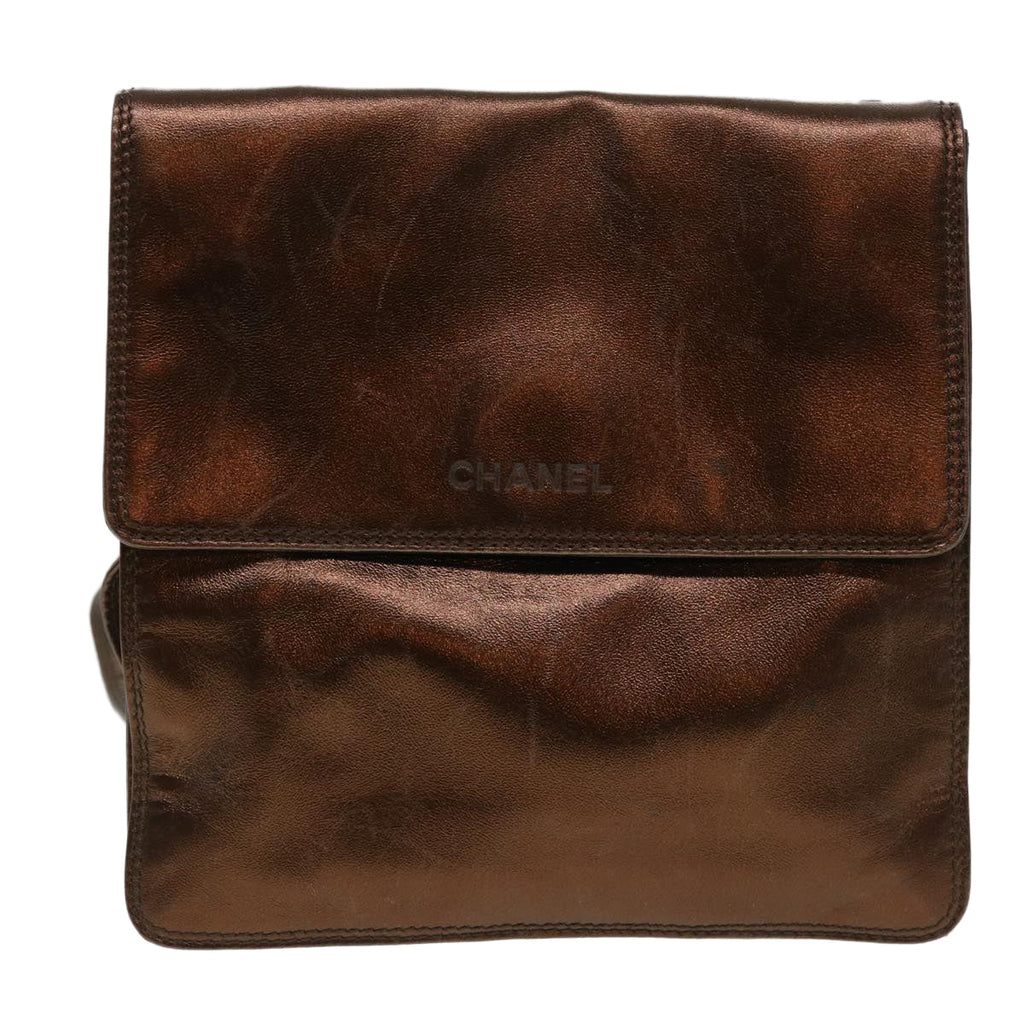 CHANEL Shoulder Bag Lamb Skin Brown CC  38438