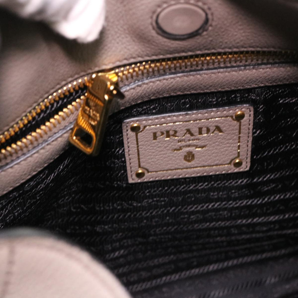 PRADA Shoulder Bag Buffalo Leather Goat Fur Gray  38439A