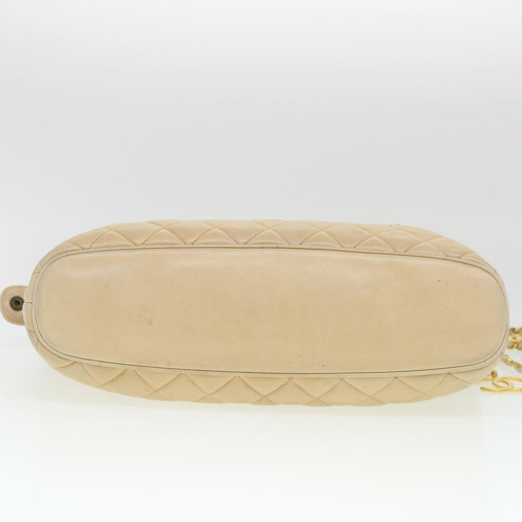 CHANEL Chain Shoulder Bag Lamb Skin Beige CC  38451