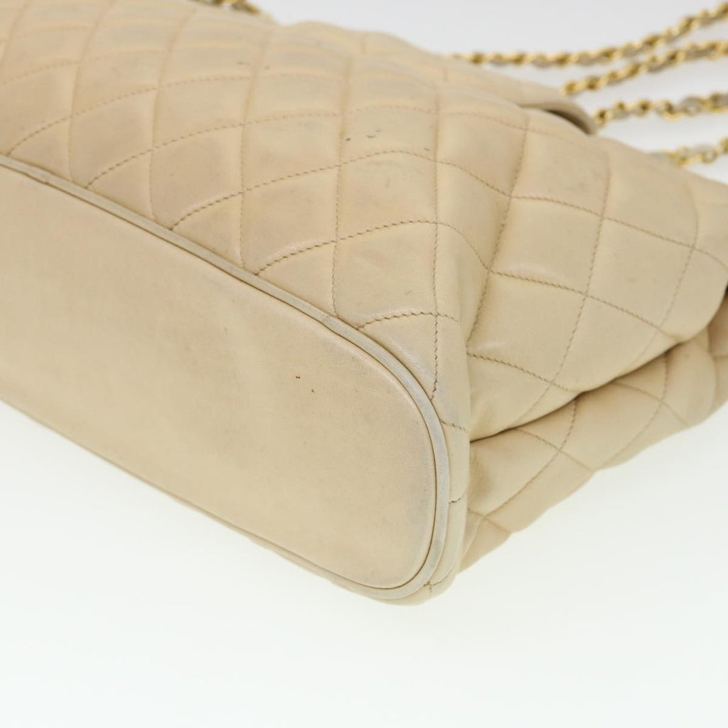 CHANEL Chain Shoulder Bag Lamb Skin Beige CC  38451