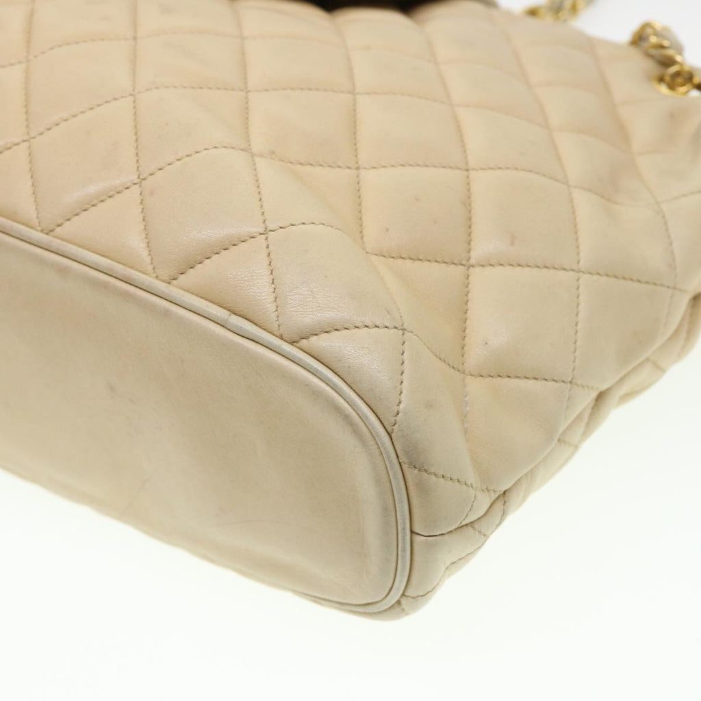 CHANEL Chain Shoulder Bag Lamb Skin Beige CC  38451