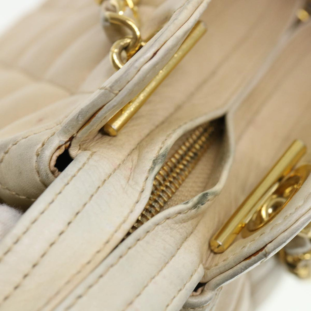 CHANEL Chain Shoulder Bag Lamb Skin Beige CC  38451