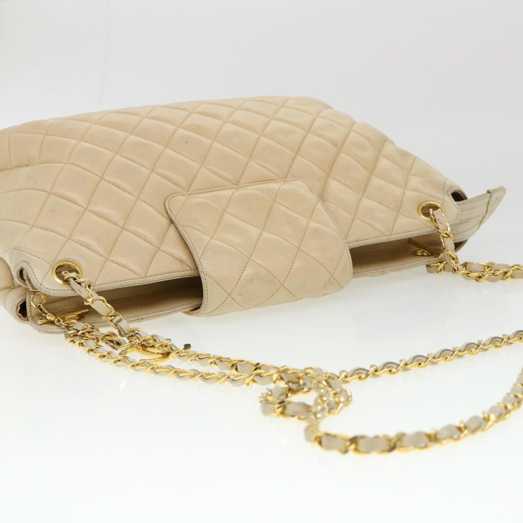 CHANEL Chain Shoulder Bag Lamb Skin Beige CC  38451