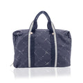 Chanel Vintage Black Nylon Canvas Old Travel Line Satchel Bag