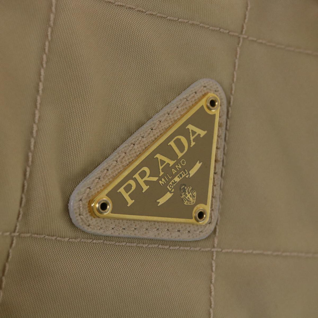 PRADA Chain Hand Bag Nylon Beige  39063