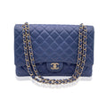 CHANEL Blue Quilted Leather Maxi Timeless Classic 2.55 Single Flap Bag