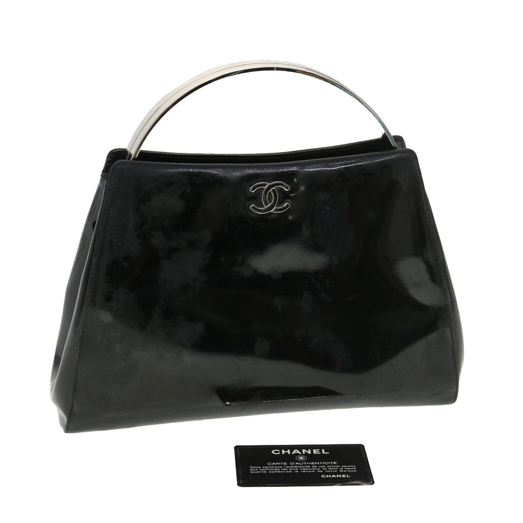 CHANEL Hand Bag Enamel Black CC  39199