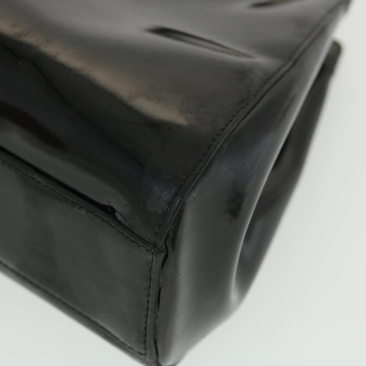 CHANEL Hand Bag Enamel Black CC  39199
