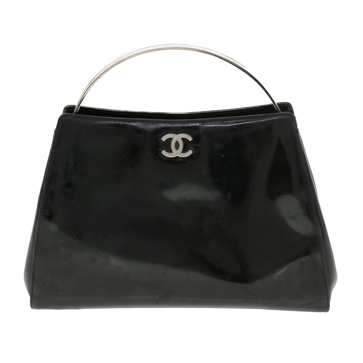 CHANEL Hand Bag Enamel Black CC  39199