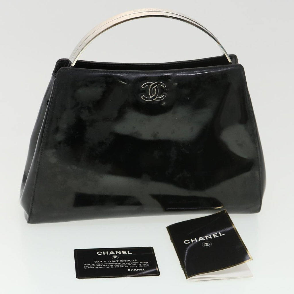 CHANEL Hand Bag Enamel Black CC  39199