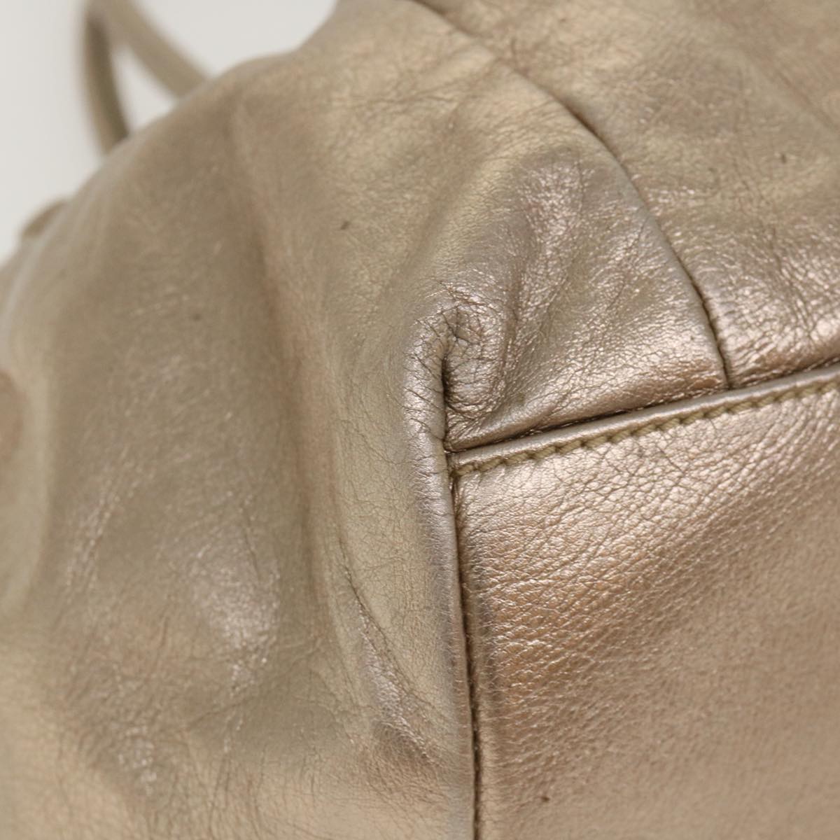 SAINT LAURENT Shoulder Bag Leather Bronze Auth 39941
