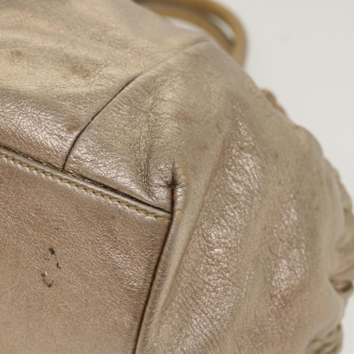 SAINT LAURENT Shoulder Bag Leather Bronze Auth 39941