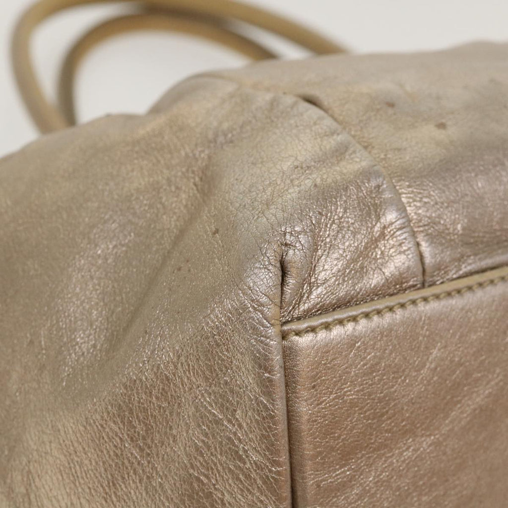 SAINT LAURENT Shoulder Bag Leather Bronze Auth 39941