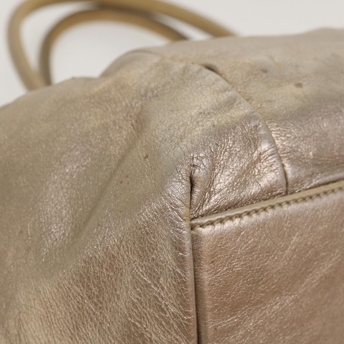 SAINT LAURENT Shoulder Bag Leather Bronze Auth 39941