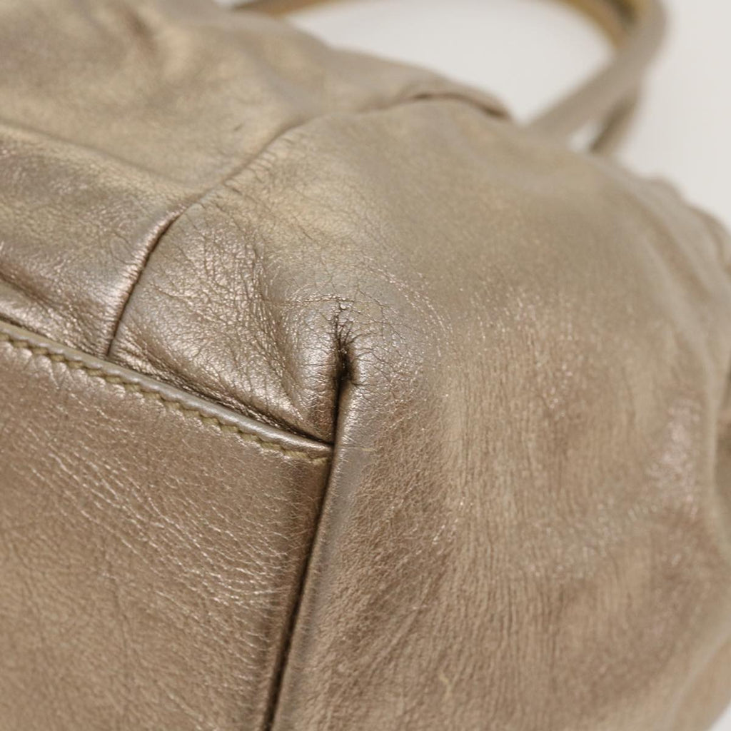 SAINT LAURENT Shoulder Bag Leather Bronze Auth 39941