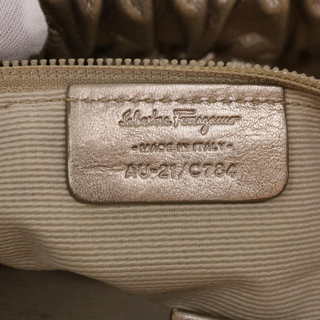 SAINT LAURENT Shoulder Bag Leather Bronze Auth 39941