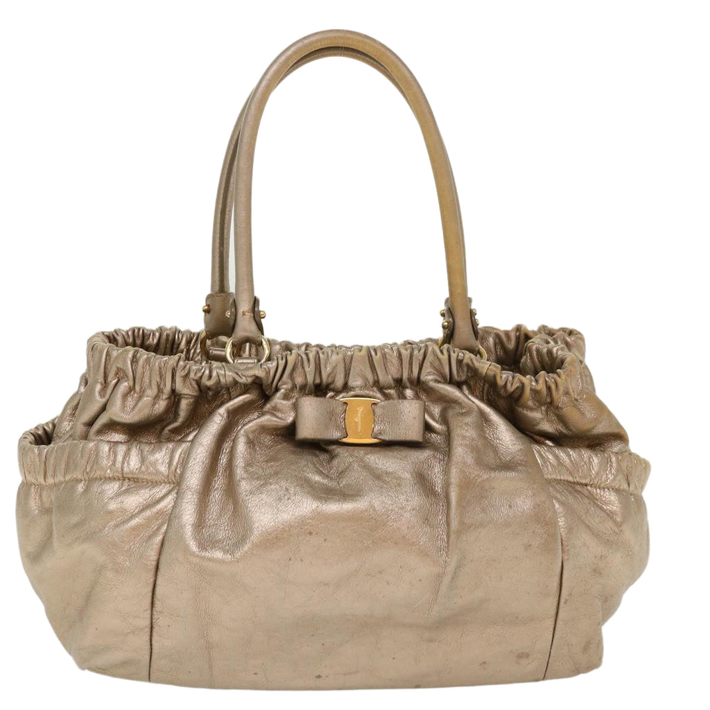 SAINT LAURENT Shoulder Bag Leather Bronze Auth 39941