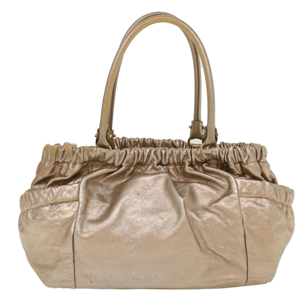 SAINT LAURENT Shoulder Bag Leather Bronze Auth 39941