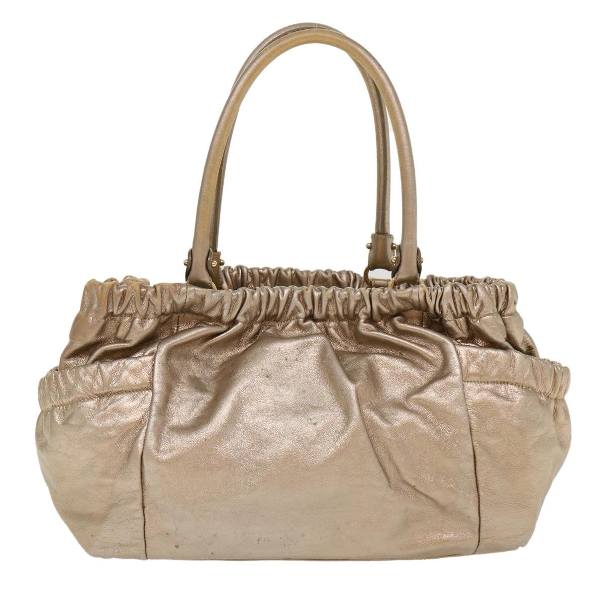 SAINT LAURENT Shoulder Bag Leather Bronze Auth 39941
