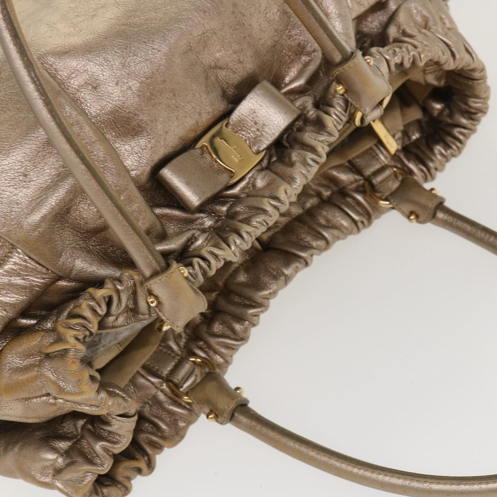 SAINT LAURENT Shoulder Bag Leather Bronze Auth 39941