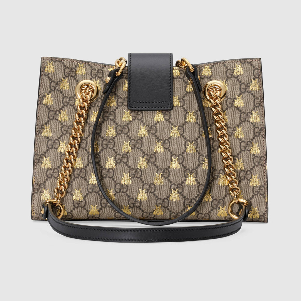 Gucci Padlock Small GG Bees Shoulder Bag Black