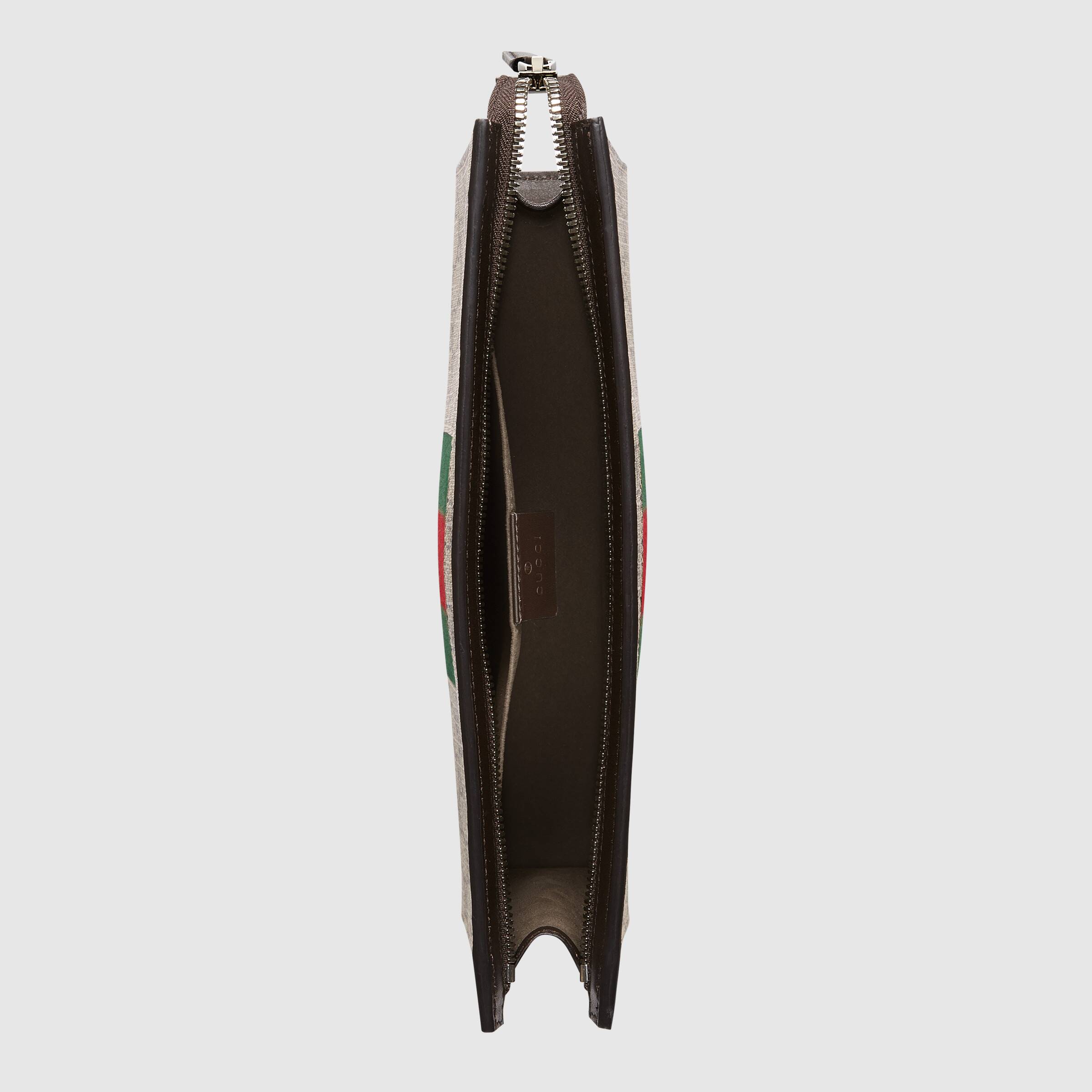 Gucci GG Supreme Web Pouch Beige/Ebony