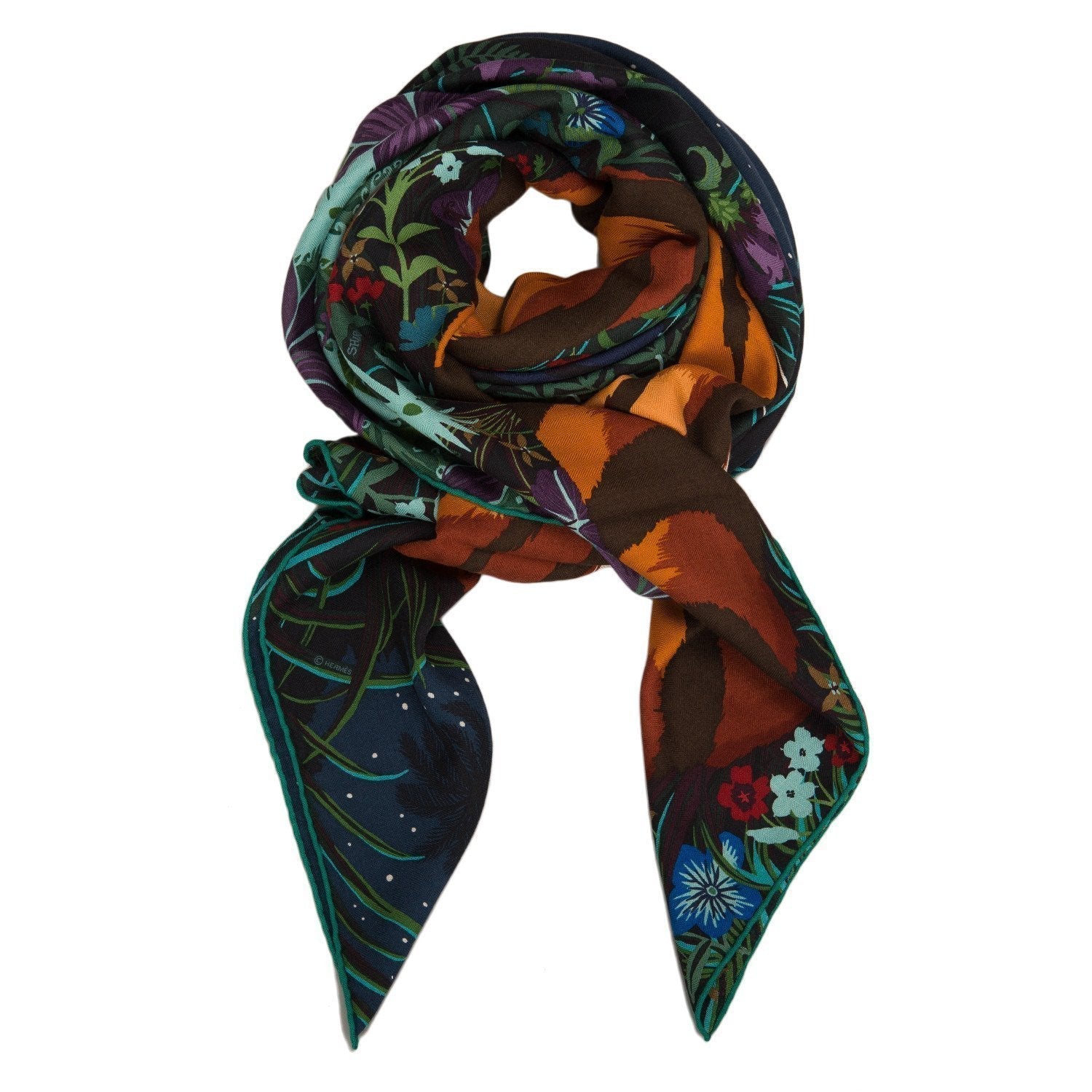 Hermes "Tyger Tyger" Cashmere and Silk Shawl  Scarf 140cm