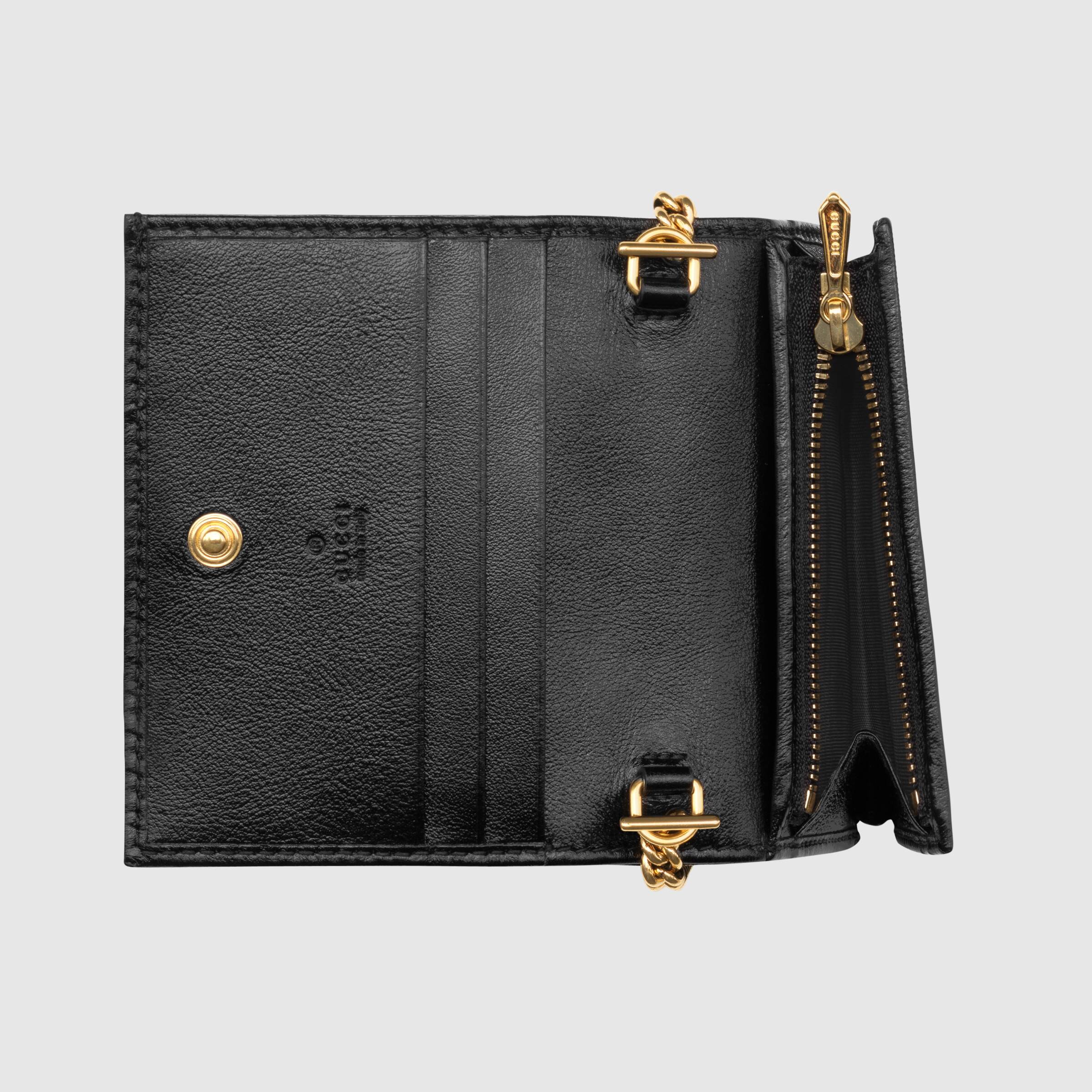 Gucci Rajah Chain Card Case Wallet Black