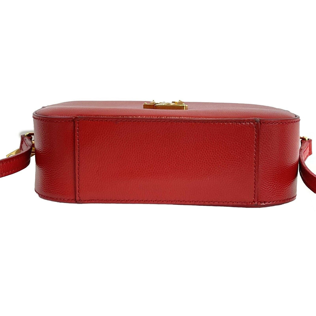 SAINT LAURENT - Grain de Poudre Classic Monogram Small Red Camera Bag Crossbody