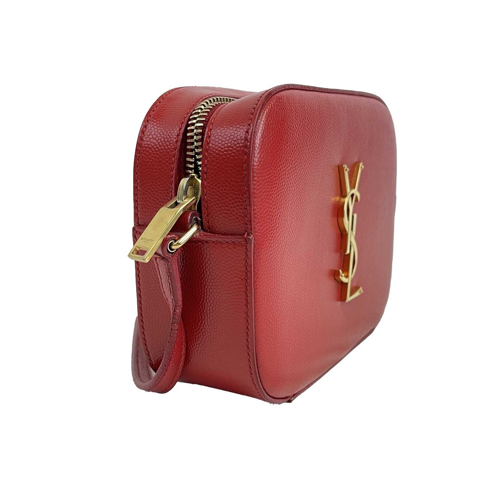 SAINT LAURENT - Grain de Poudre Classic Monogram Small Red Camera Bag Crossbody
