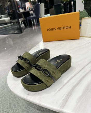 louis vuitton Jumbo Flatform Mule Green For Women LV