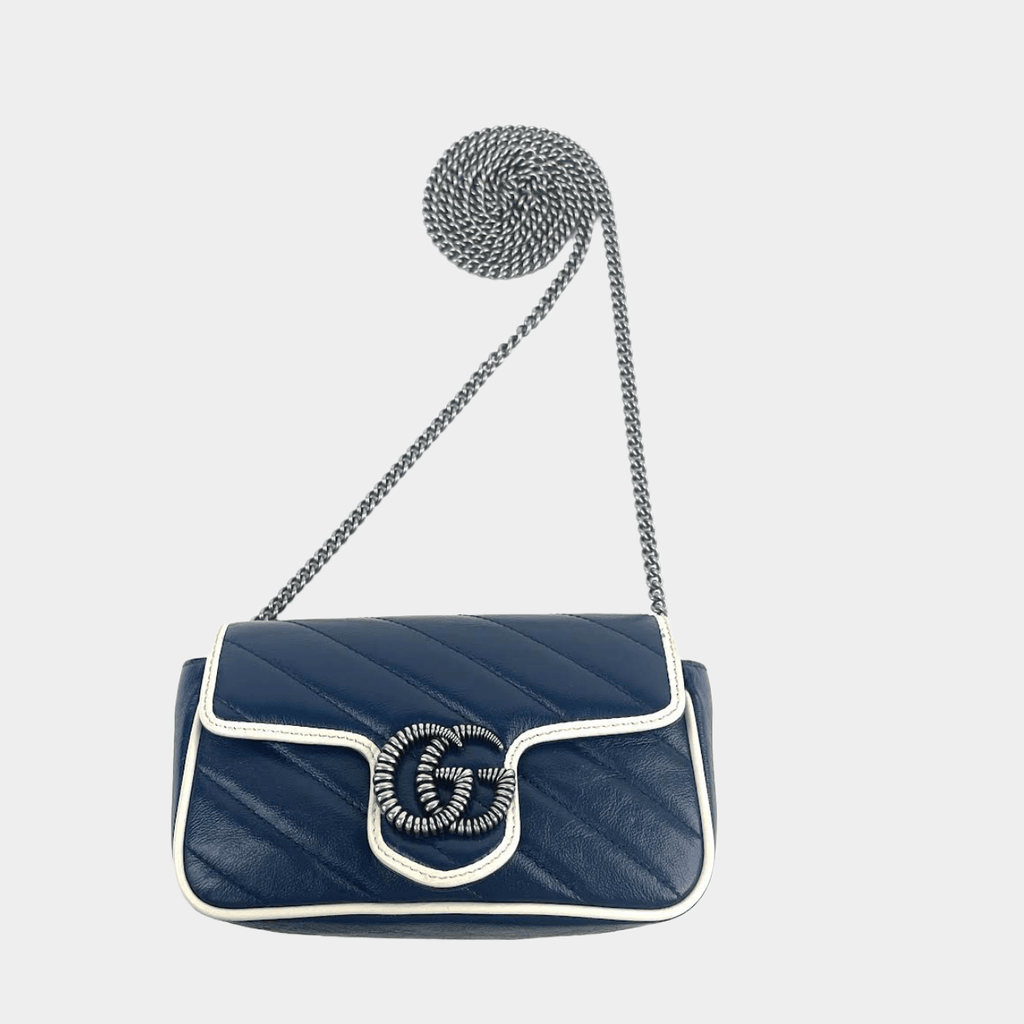GUCCI Super Mini Matelasse GG Marmont Diagonal Torchon Shoulder Bag