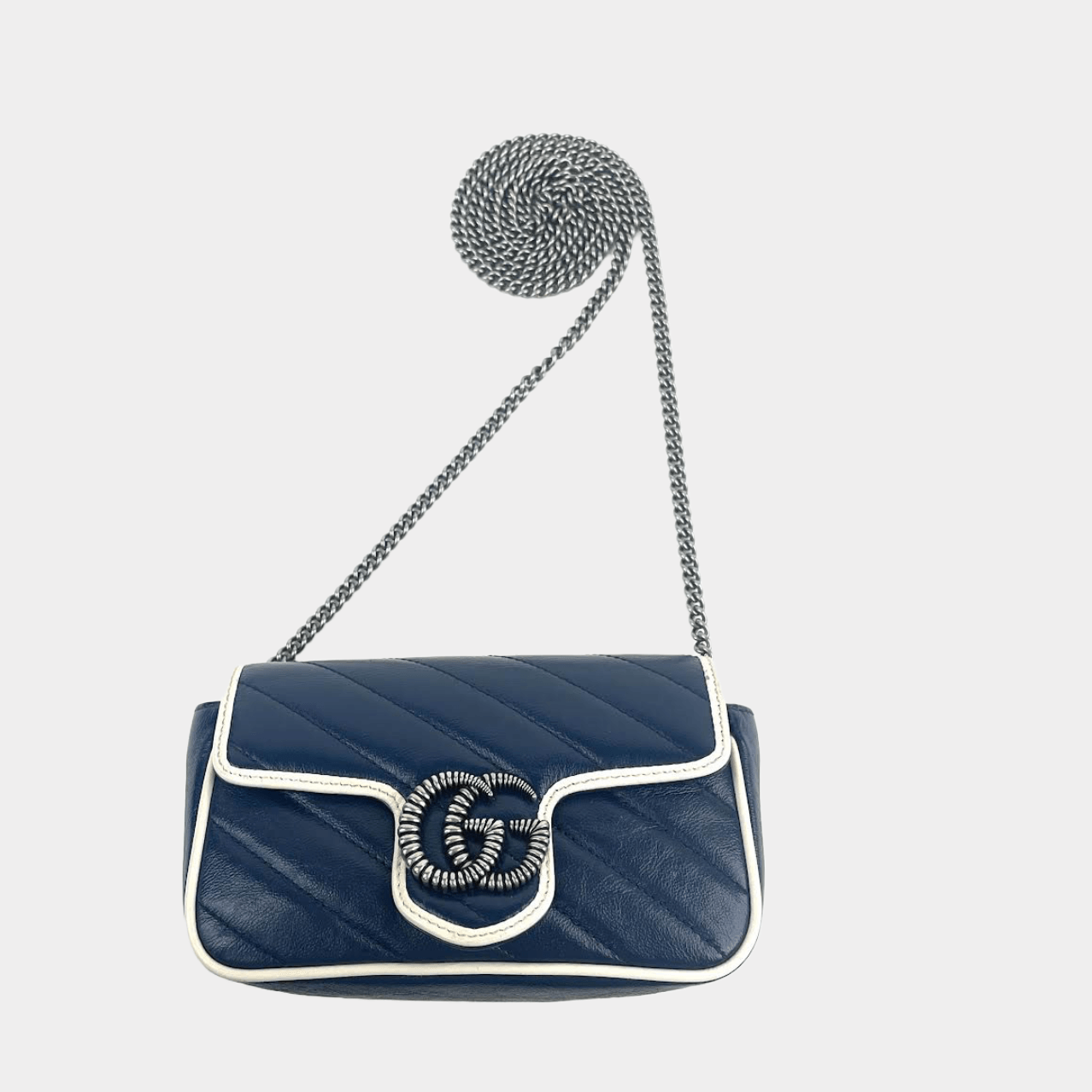 GUCCI Super Mini Matelasse GG Marmont Diagonal Torchon Shoulder Bag