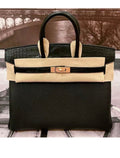 Hermes Birkin 25 Black Matte Alligator and Togo Touch Rose Gold Hardware for SS Payment 1 of 2