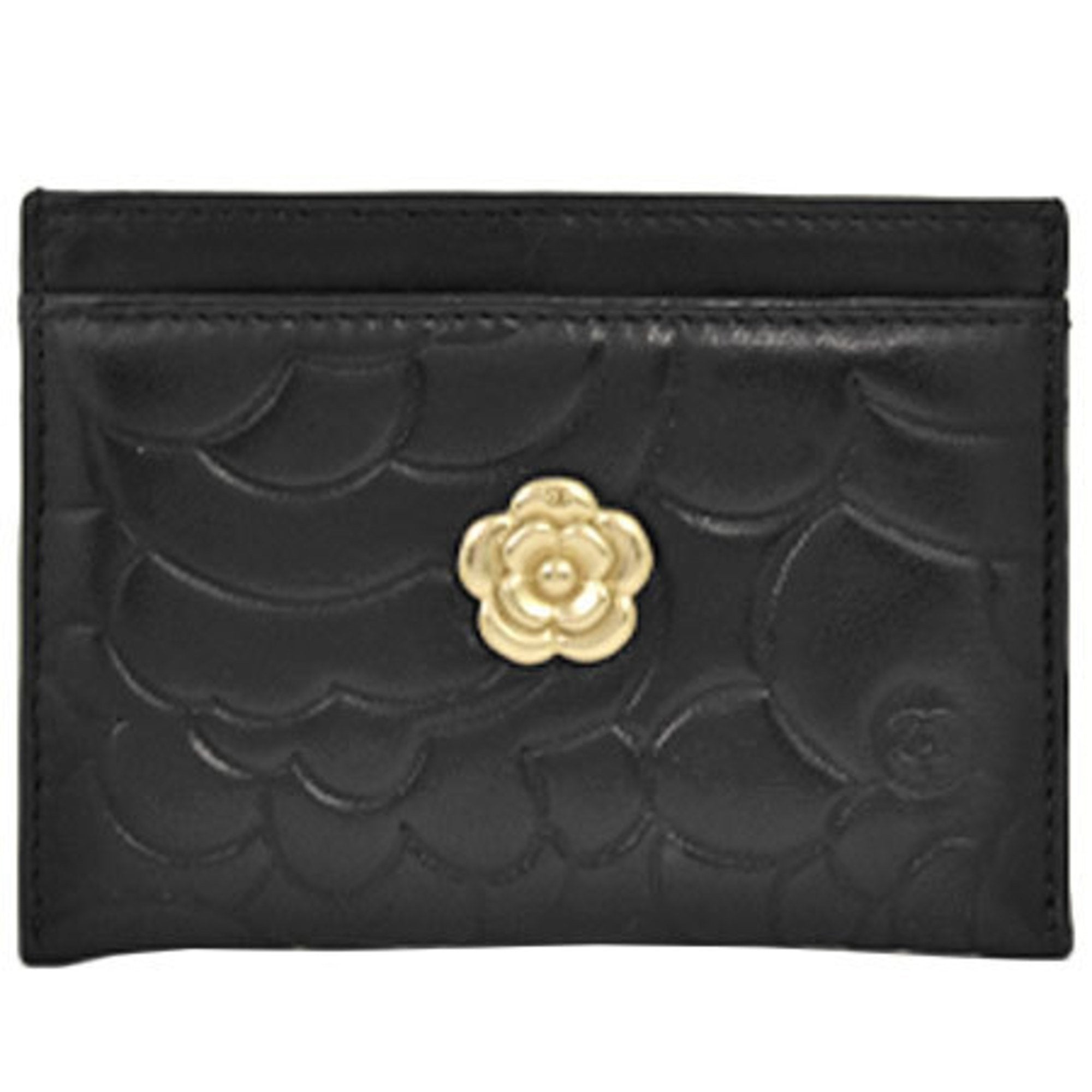 Chanel Black Leather Camellia wallet accessories