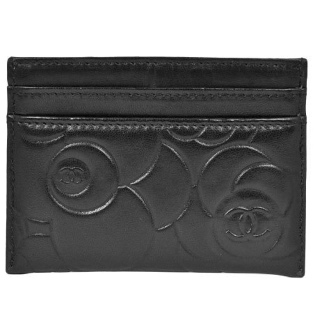Chanel Black Leather Camellia wallet accessories