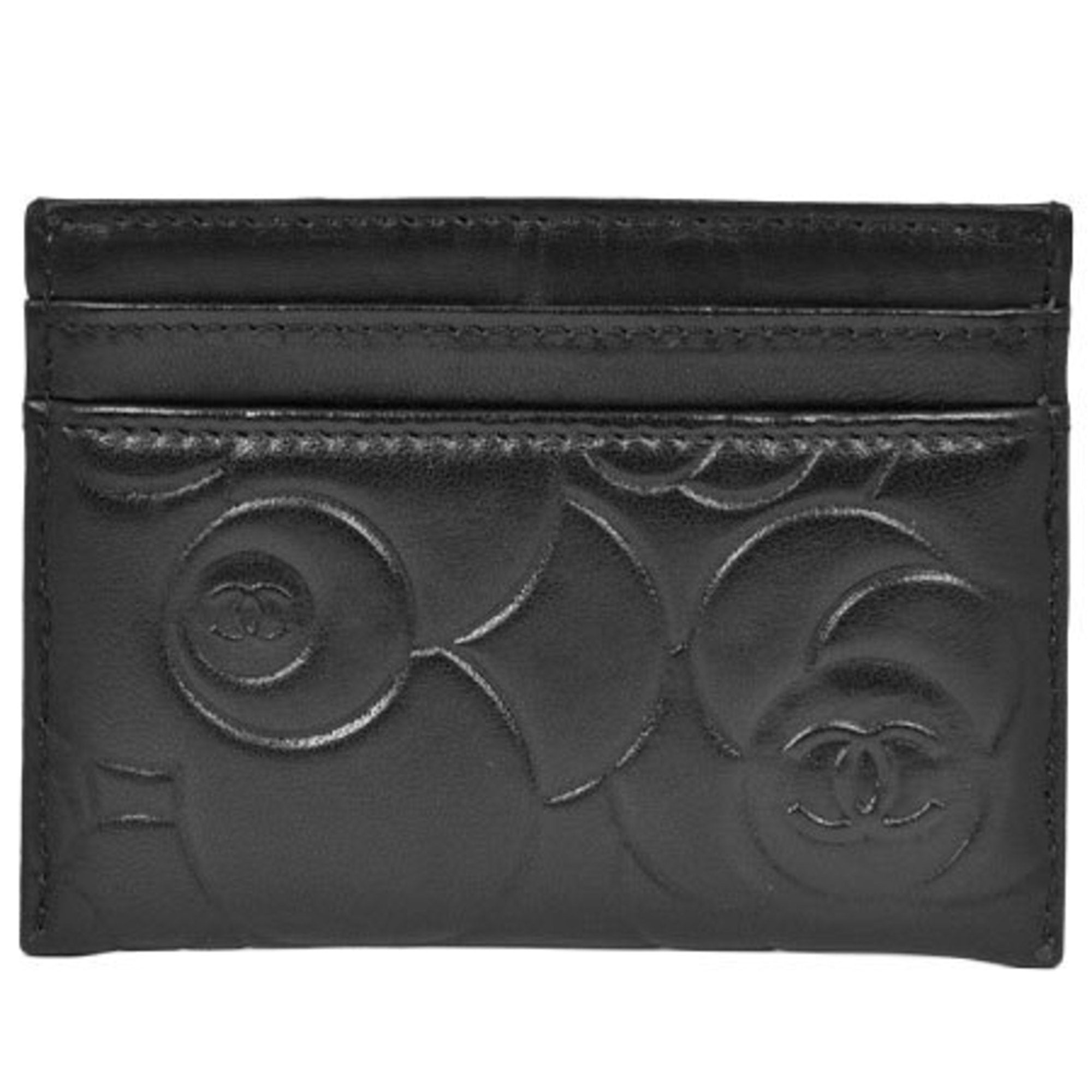 Chanel Black Leather Camellia wallet accessories