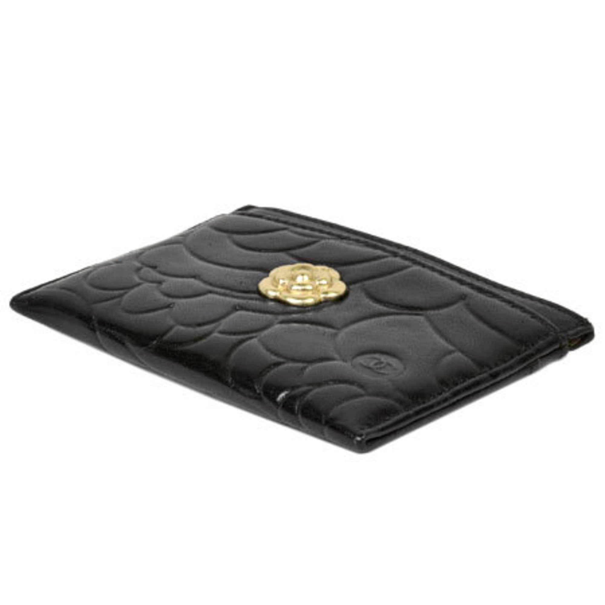 Chanel Black Leather Camellia wallet accessories