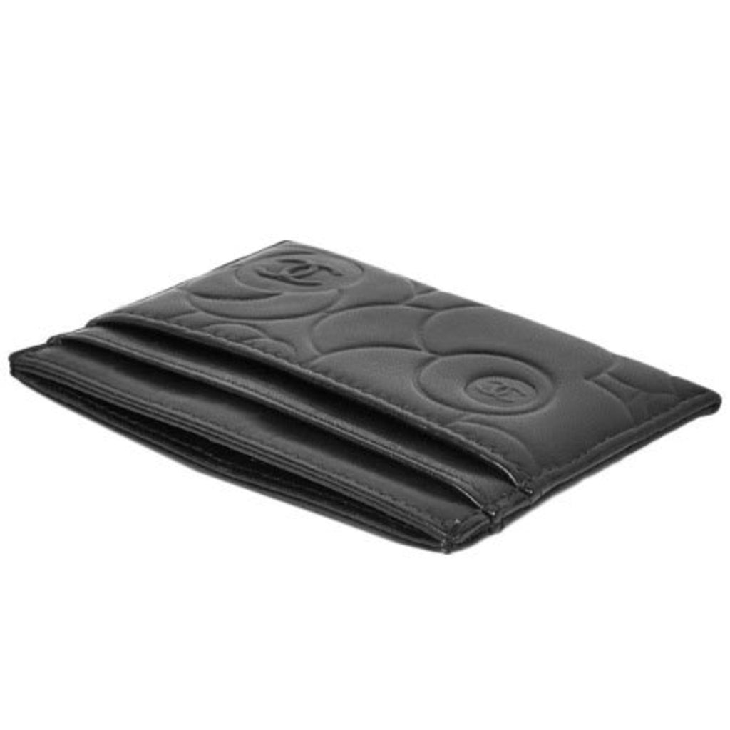 Chanel Black Leather Camellia wallet accessories