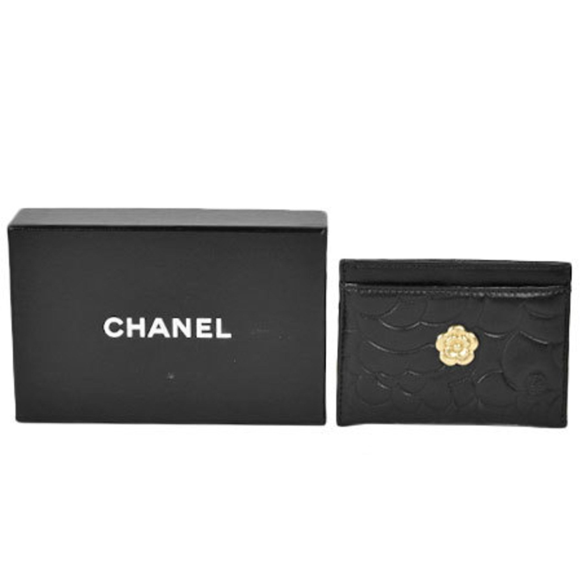 Chanel Black Leather Camellia wallet accessories