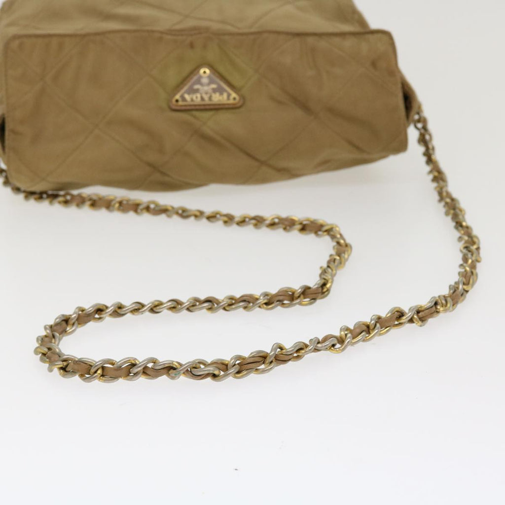 PRADA Chain Shoulder Bag Nylon Khaki  42097