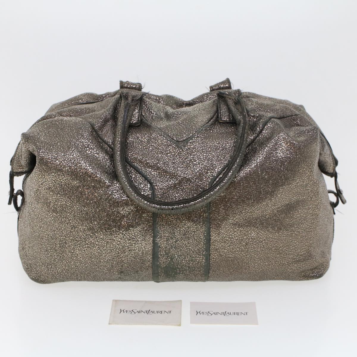 SAINT LAURENT Shoulder Bag Canvas Gray 208314 Auth 42721