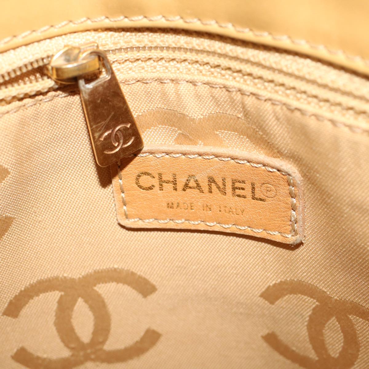CHANEL Matelasse Wild Stitch Tote Bag Leather Beige CC  43310