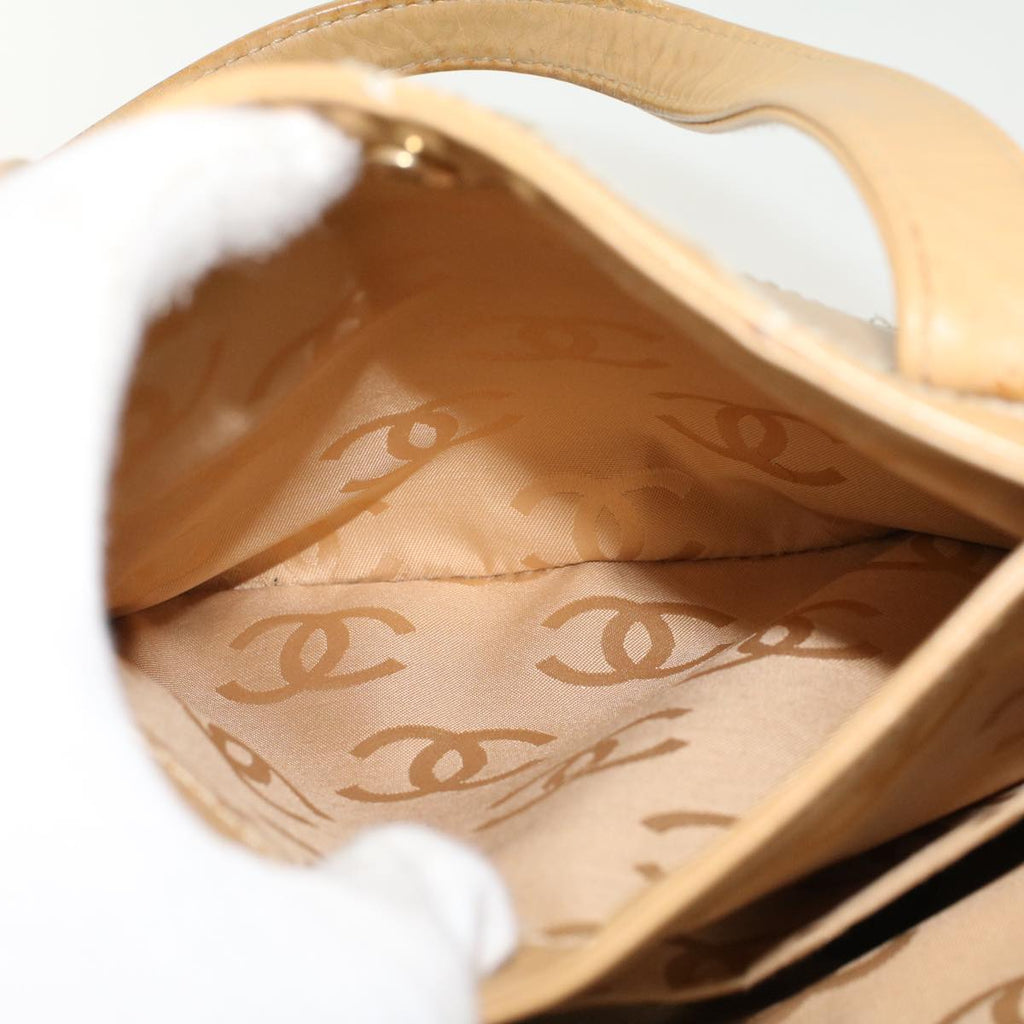 CHANEL Matelasse Wild Stitch Tote Bag Leather Beige CC  43310