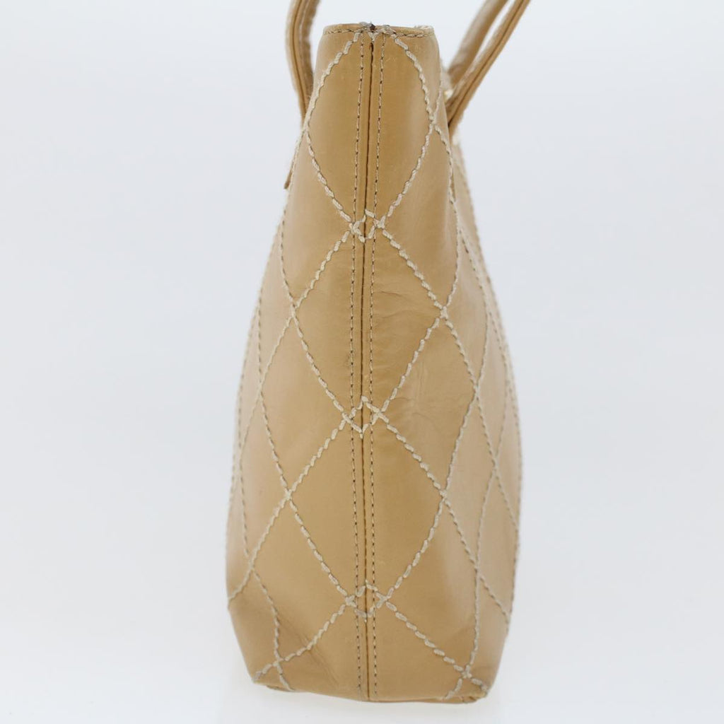 CHANEL Matelasse Wild Stitch Tote Bag Leather Beige CC  43310