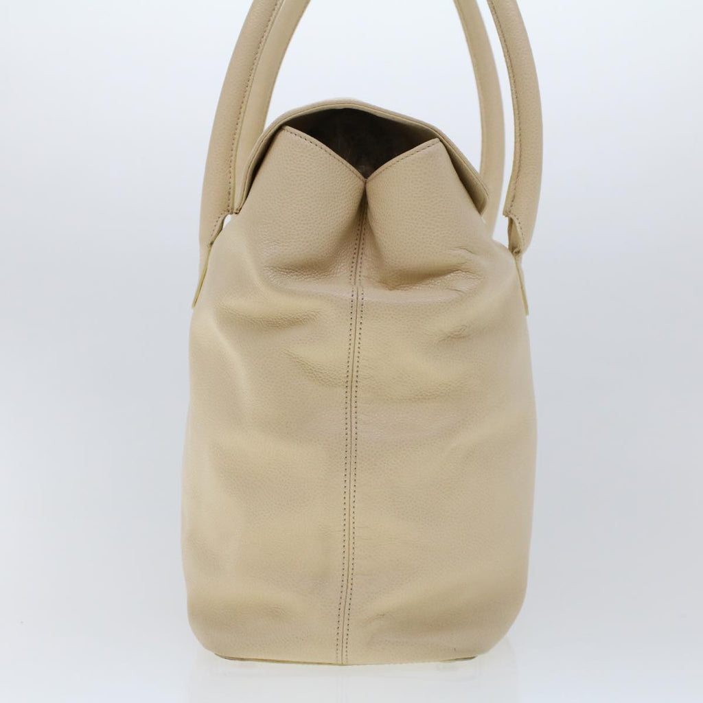 CHANEL Turn Lock Flap Executive Tote Bag Caviar Skin Beige CC Auth 43325